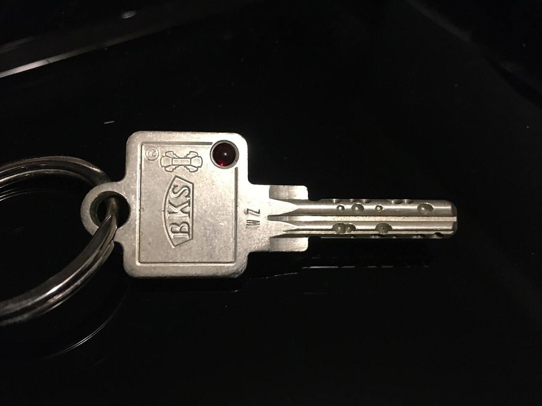 A door key on a keyring