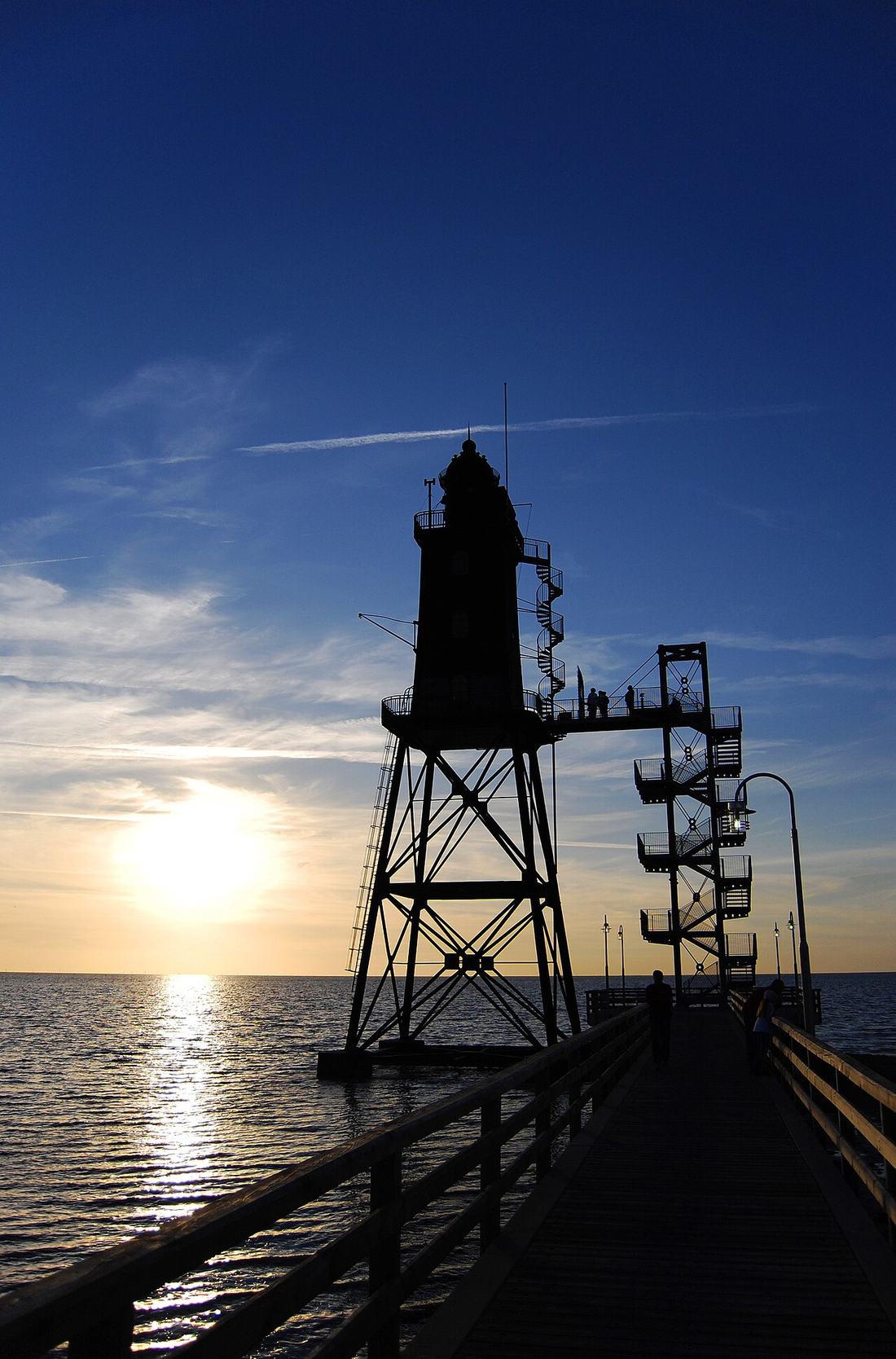Sunset near a lighthouse