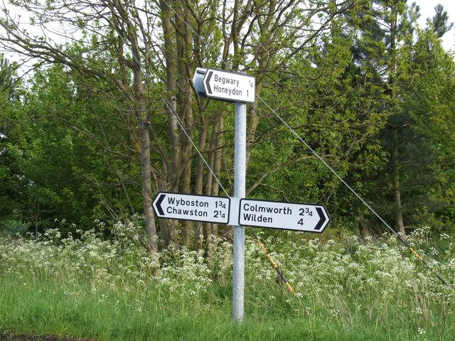 A signpost in Bedfordshire